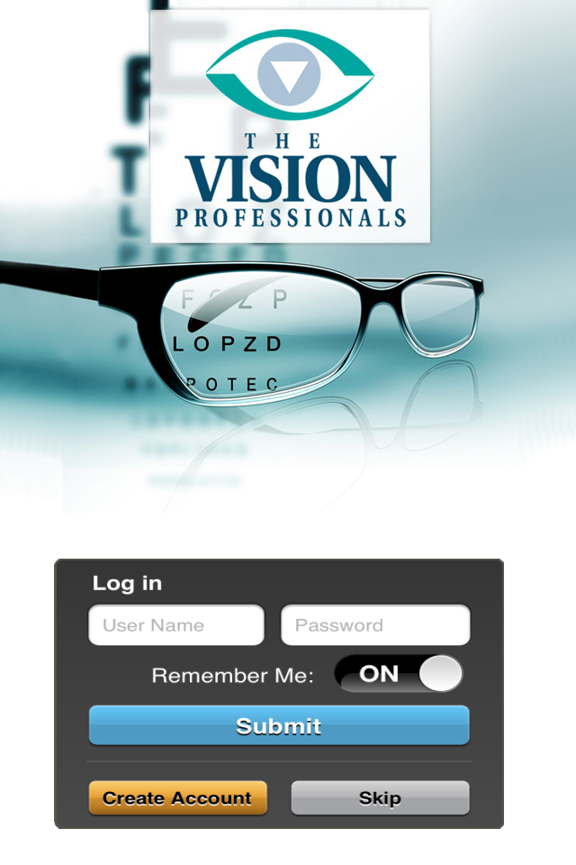 The Vision Professionals's apple app login screen The Vision Professionals's apple app login screen